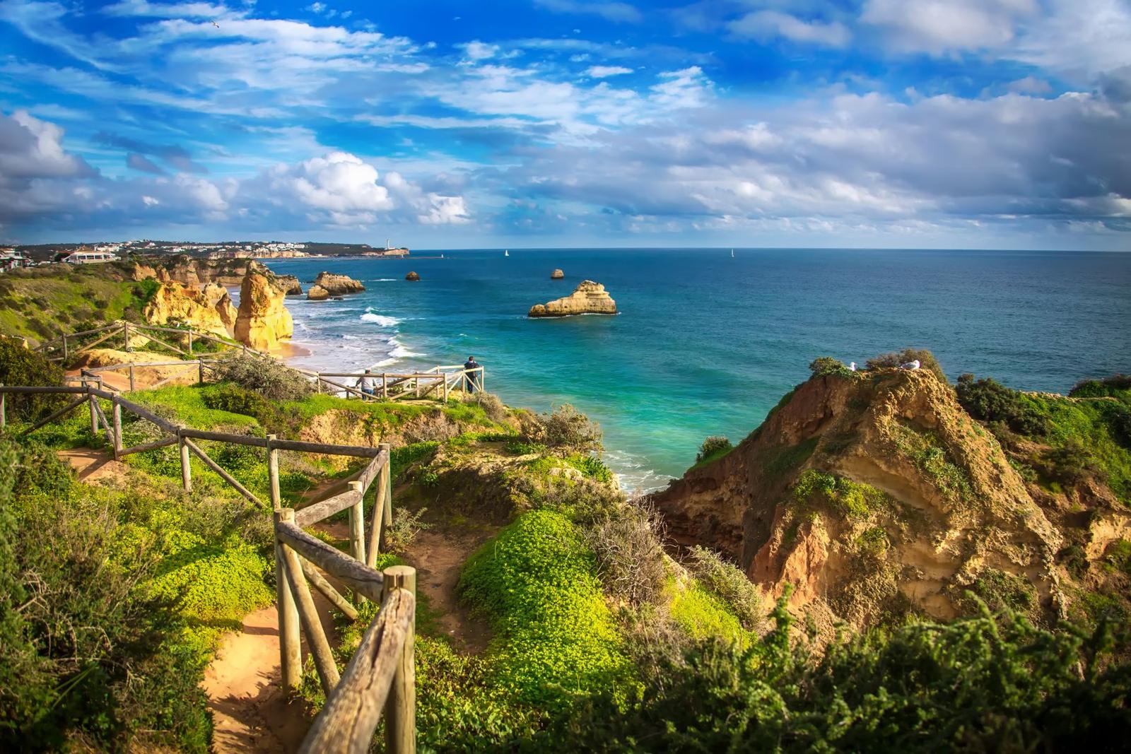 Real Algarve coastal path through green countryside